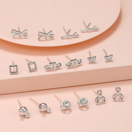 New Arrival 100Pair Mixed Size Color Cubic Zircon Stud Earrings Set Shine Crystal Ear Studs for Men&Women Punk Party Jewelry