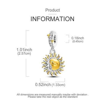 Gold Series DIY Charms Bead Original 925 Sterling Silver Inlaid Zirconium Sun Leopard Pendants Fit Bracelet Jewelry Gift Marking