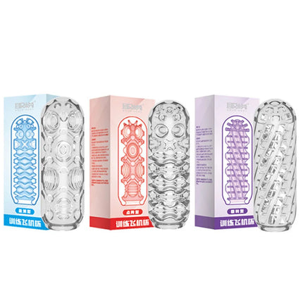 Pleasent Aircraft Cup Male Masturbators Masturbation Device Soft Clear Pocket Pussy Penis Sleeve Training Adult Sex Toys for Men
