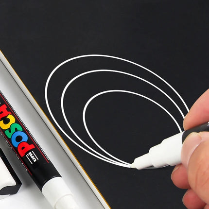 3pc UNI POSCA Marker Pen,White rotulador permanente Black Acrylic Graffiti PC 1M 3M 5M POP Pen For Glass Ceramic Leather Fabric