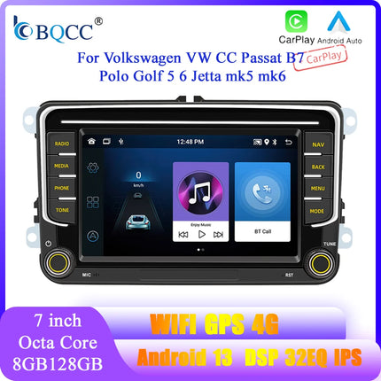 BQCC 7" Android 13 Octa Core Car Player Mirrorlink Carplay WIFI GPS For Volkswagen VW CC Passat B7 Polo Golf 5 6 Jetta mk5 mk6