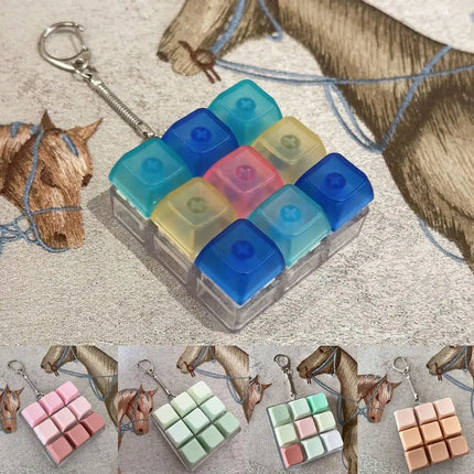 Keyboard Keycap Fidget Keychain Macaron Crystal Clicker Toy Stress Relief Fingertip Gadget,Decompression Keys Button for Adult