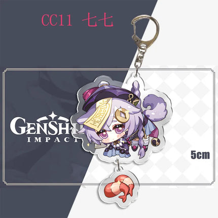 Genshin Impact Keychain Pendant ZhongLi Klee Raiden Shogun Xiao Wendi LingHua Car keyring Women Bag Charms Anime Game key chains