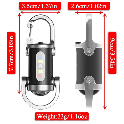 Rechargeable LED Keychain EDC Light Mini Handheld Flashlights Waterproof Work Lantern for Outdoor Camping Fishing Emergency