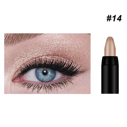 16 Colors Pearlescent Eyeshadow Sticks High Pigmented Eyeshadow Pencil Glitter Waterproof Long-Lasting Eye Makeup Non-Smudged