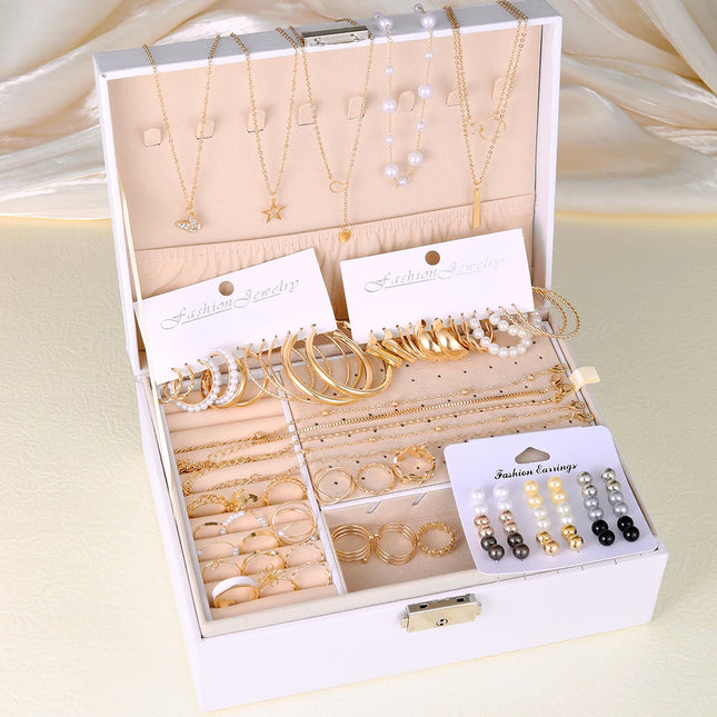 91 Pcs Elegant Vintage Jewelry Set Vintage Multi Layered Necklaces, Dangling Earrings, Rings, Bracelet for Women Gifts 2024 New