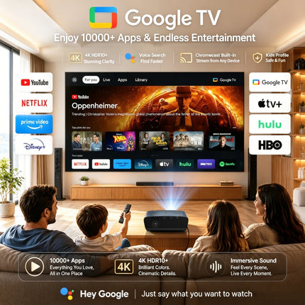 4K UHD Video projector 4000 ANSI Offcial Netflix Google TV Android 14 Beamer Native 1080P wifi auto focus TOF Movie Home Theater