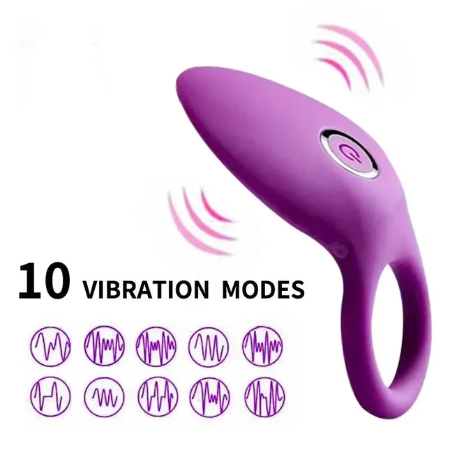 Vibrating Penis Ring for Men G-Spot Clitoral Stimulator Couples Sex Toy Delay Ejaculation Licking Vaginal Orgasm Adult Accessory