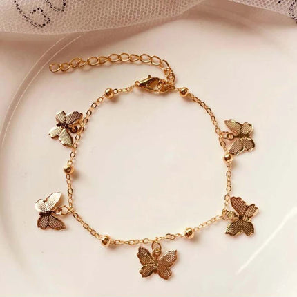 Gold Silver Color Butterfly Fashion Anklets For Women Summer Beach Ankle Bracelet Foot Chain Jewelry Retro Simple
