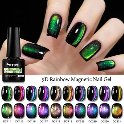 9D Rainbow Cat Magnetic Gel Nail Polish Chameleon Galaxy Effect Magnetic Semi Permanent Soak Off UV Gel Varnish Nail Supplies