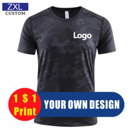 High-Quality Sport Quick-Drying T Shirt Custom Logo Round Neck Embroidery Polyester Print Personal Design Tops 2023