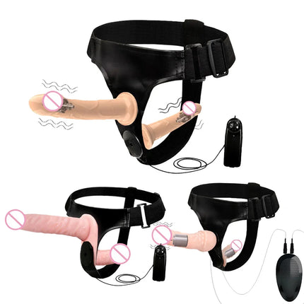 Couples Harness Strap-on with 2 Vibrations Realistic Dildos for Anal G-spot Stimulation Prostate Massager Adult Sex Toy for Wom