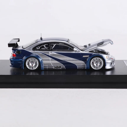 MJ MODEL 1:64 M3 E46 GTR Alloy Model Car can open the hood