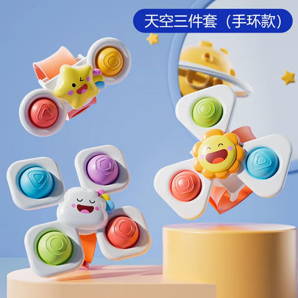 3PC Set Suction Cup Spinning Cartoon Animal Spinner Toys For Kids Window High Chair Tray Bath Table Travel for Children Gift