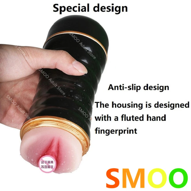 Flesh Real Vagina Light Lifelike Soft Pocket Pussy and Hidden Male Masturbator Sex Toys for Men, Double Sexual Intercourse Penis Trainer