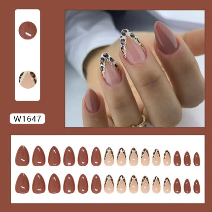 Fresh Flower 24 Pcs Press on Nails Pink Nail polish Glossy Artificial Finger Manicure Reusable False Nails for Women