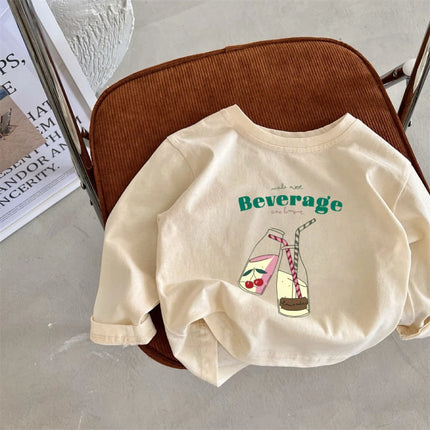Long Sleeve Cute T-shirts Blue Tops 2026 Spring Autumn Clothes Kids Fashion Simple Versatile Base Shirt Loose Thin Sports Tops