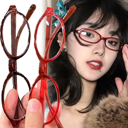 Retro Fashion Red Green Small Square Oval Frame Glasses Women Girls Y2K  Anti Blue Light Glass Reading Eyeglasses Decor Eyewear