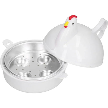 Microwave Chicken Shaped Egg Cooker, 4 Eggs Aluminum Alloy Egg Steamer Kitchen Gadget