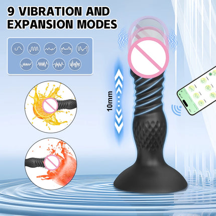 Thrusting Anal Plug Vibrator Butt Plug Male Prostate Massager Telescopic G Spot Vibrator Stimulator Sex Toys for Women Men 18+