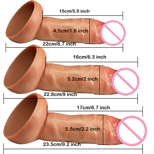 Soft Double Layer Realistic Fake Long Dick Penis Silicone Big Dildo Butt Plug Adult Sex Toys Vagina Anal Massager For Woman Men
