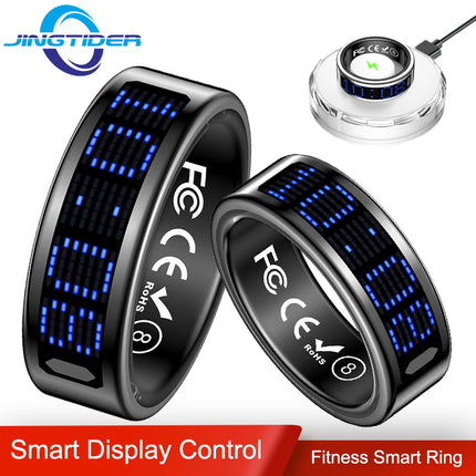SR16 Display Screen Smart Ring Men Women Lightweight Call Reminder IP68 Waterproof Heart Rate Blood Oxygen Monitor Finger Ring