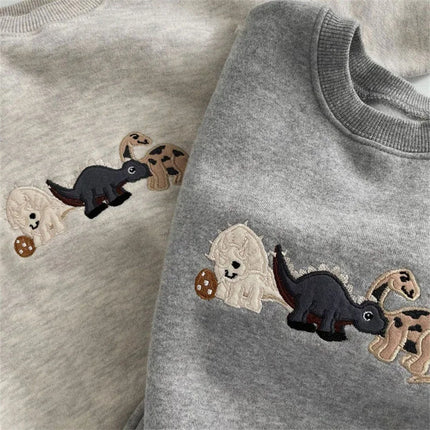 Spring and Autumn Baby Clothes New Baby and Toddler Looped Cotton Long Sleeved Cartoon Rompers Cute Dinosaur Triangle Clothes