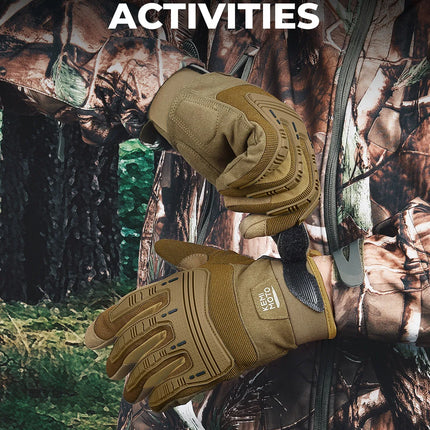 KEMIMOTO Hunting Tactical Gloves For Men Outdoor Climbing Work Gloves With Rubber Guard Touchscreen Sports Motorcycle Gloves