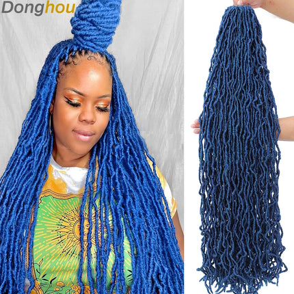 Long Goddess Faux Locks Crochet Braids Brown Blue 1B 30 350 Soft Locs Braiding Hair Synthetic Faux Locs Crochet Hair Extensions