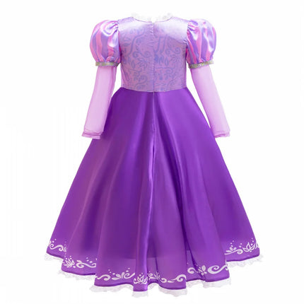 Rapunzel Cosplay Princess Dress Kids Halloween Disguise Long Sleeves Costumes Girls Birthday Carnival Party Outfits