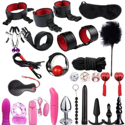 Leather Bondage Set BDSM Fetish Handcuffs Collar Erotic Toys Women Couples Adult Play Erotico Sexy Toys Sex Toys for Women Slave