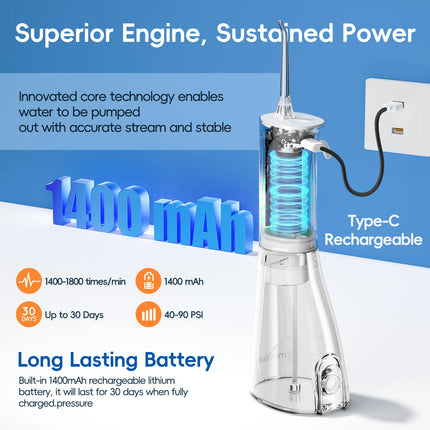 New Water Floss F29/D52 Portable Water Flosser USB Rechargeable Oral Water Jet Pick Flosser 4 Jet Tip Teeth Cleaner