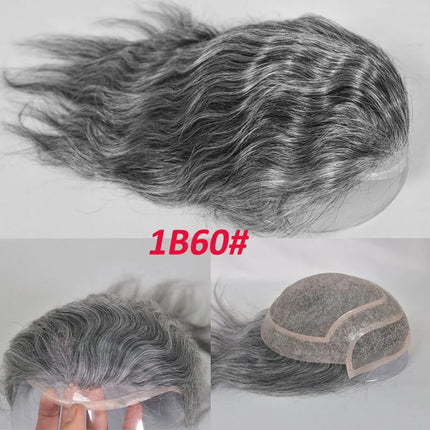 Bleached Knots Men Toupee Lace Front Hair Prosthesis Man Lace PU Base Indian Human Hair Wigs Natural Hair Replacement Hairline