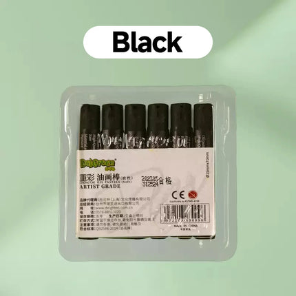 DELGREEN Pearlescent Oil Painting Stick Heavy Color Oil Painting Pastel Paint Graffiti Crayon Artist Students Art Supplies 6pcs