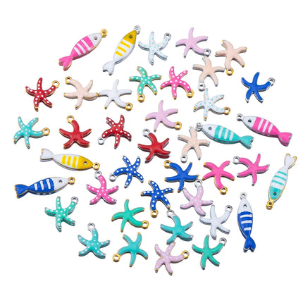20pcs Stainless Steel Small Starfish Fish Enamel Pendant for DIY Jewelry Making Accessories Findings Ocean Necklace Earrings