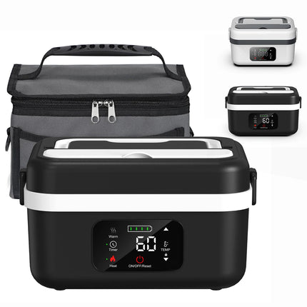 Wireless Electric Insulated Lunch Box - Built-in 8000mAh Battery, 60W Heating Lunch Box 1L Stainless Steel Lunch Box Food Warmer