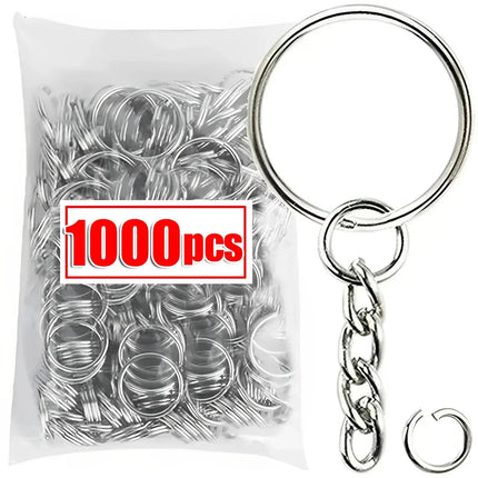50-1000pcs Metal Blank Keyring Keychain Split Rings Keyfob Keyring Lobster Clasp Keychain Key Pendant Ring Stainless Steel Rings