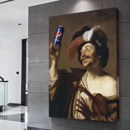 Pepsi Violinist Printing Poster Customizable Pictures Wall Art Canvas Painting Gift for Home Decor Room Bedroom Decorations Arts