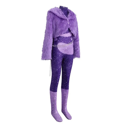 Cartoon Zoo 2 Gazelle Cosplay Purple Plush Coat Jumpsuit Costume Set Adult Kids Girls Halloween Clothes Outfits Carnival Party
