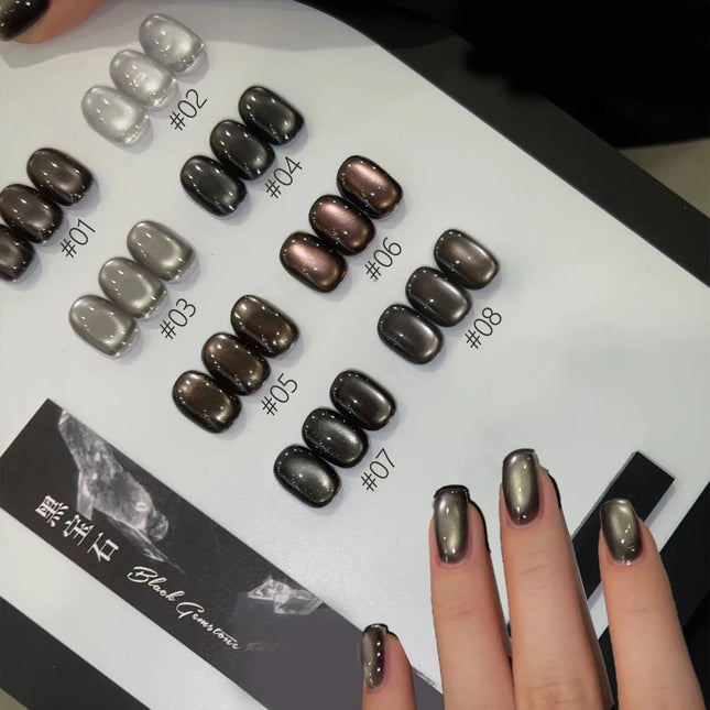 MIANEL 10ML 2026 New Black Gem Cat Eye Gel Polish Whitening Dark-Style Edgy Nail Polish with Glass Beads Nail Art