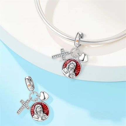 Original New 925 Sterling Silver Prayer Virgin Mary Charms Beads Fit Necklace Bracelet Accessory DIY Jewelry For Women Gift