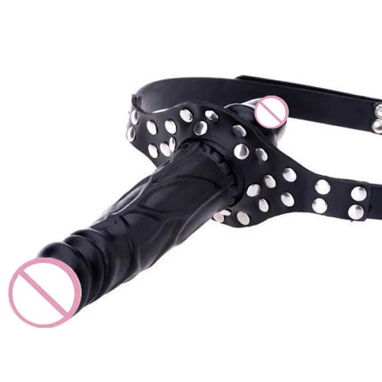 LILUPLAY Sexy Bdsm Double-Ended Dildo Open Mouth Gag Leather Bondage Strapon Dildo Exotic Accessories Sex Toys For Women