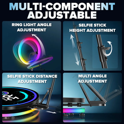 Rotating 360 Photo Booth Machine Selfie Stand App Control Freee Customize Logo With RGB Ring Light For Party Event With Case
