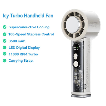 Vention Turbo Handheld Fan Superconductive Cooling Portable Outdoor Camping 11000 RPM Speed Stepless LED Digital Display Fan
