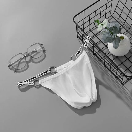 Men Sexy Briefs U-shaped Thongs G Strings Thongs Briefs Sheer Underwear Low Rise Pouch Breathable Underpants
