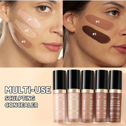 Foundation Coverage Concealer Multi-Use Cream Oil Free Long Lasting Hydrating Cover Contour Highlight and Retouch Face Makeup
