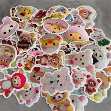 10/54pcs Rilakkuma Cute Stickers Anime Relaxed Bear DIY Art Supplies Notebook Stationery Paster Water Cup Decor Classic Toy Gift