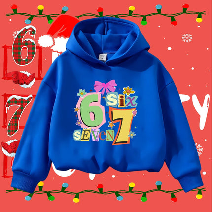 Kids Christmas Sweatshirt 6 7 Number Print Toddler Boys Girls Long Sleeve Pullover Casual Winter Clothes for 6-7 Years Old