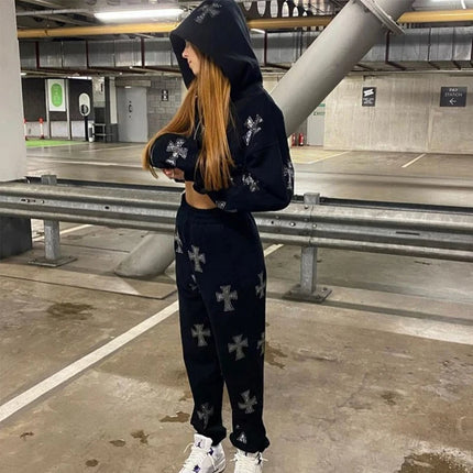 Rhinestone Full Zip Hoodie Goth Sweatshirt Pull Long Sleeve Black Hoodies Y2k Fashion Men's Women's Sport Jackets Coats New 2023