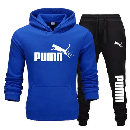 New autumn and winter men's pullover hoodie + pants 2-piece fashionable and trendy fitness jogging casual sportswear set